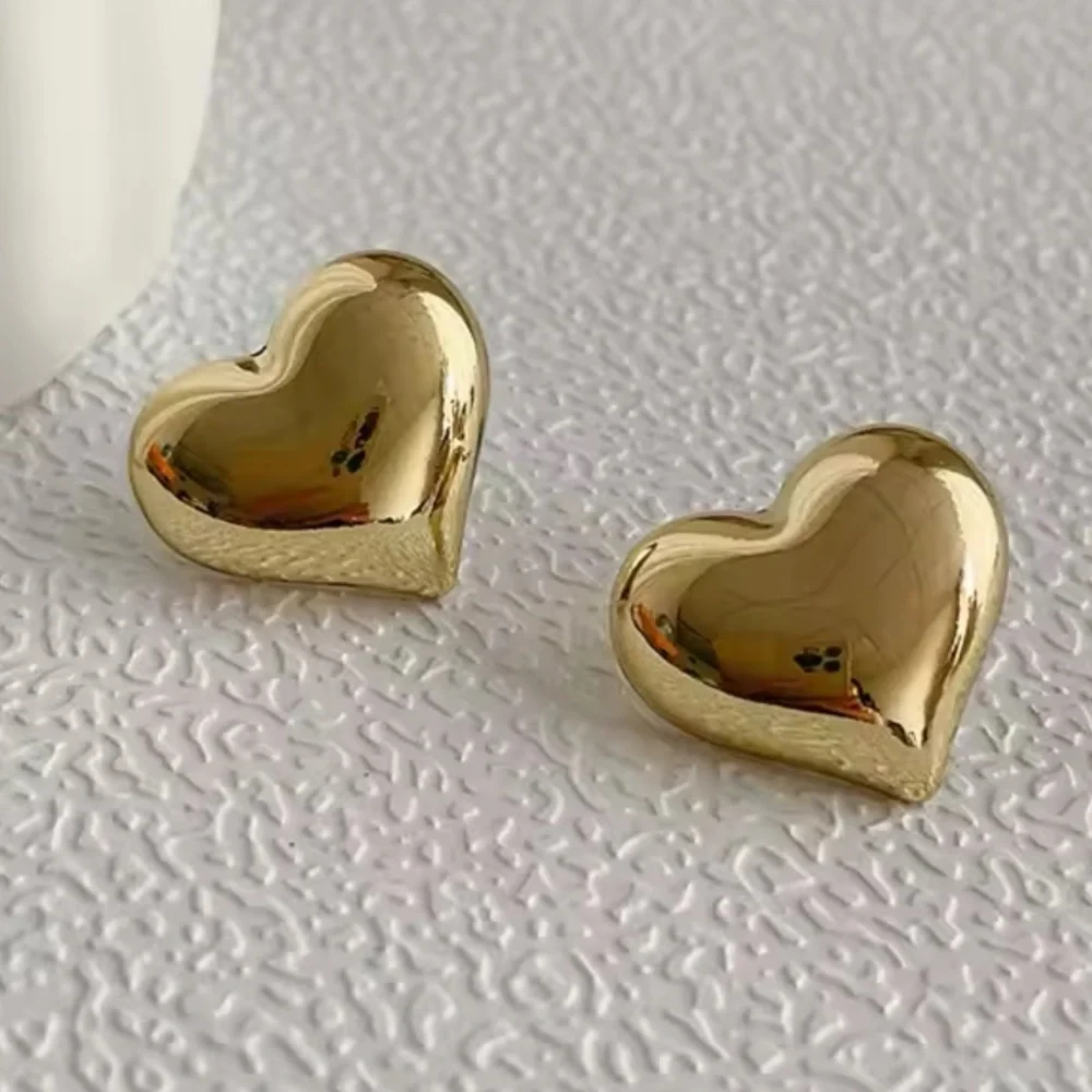 Gold Filled Puff Heart Earrings - Picture 1 of 1